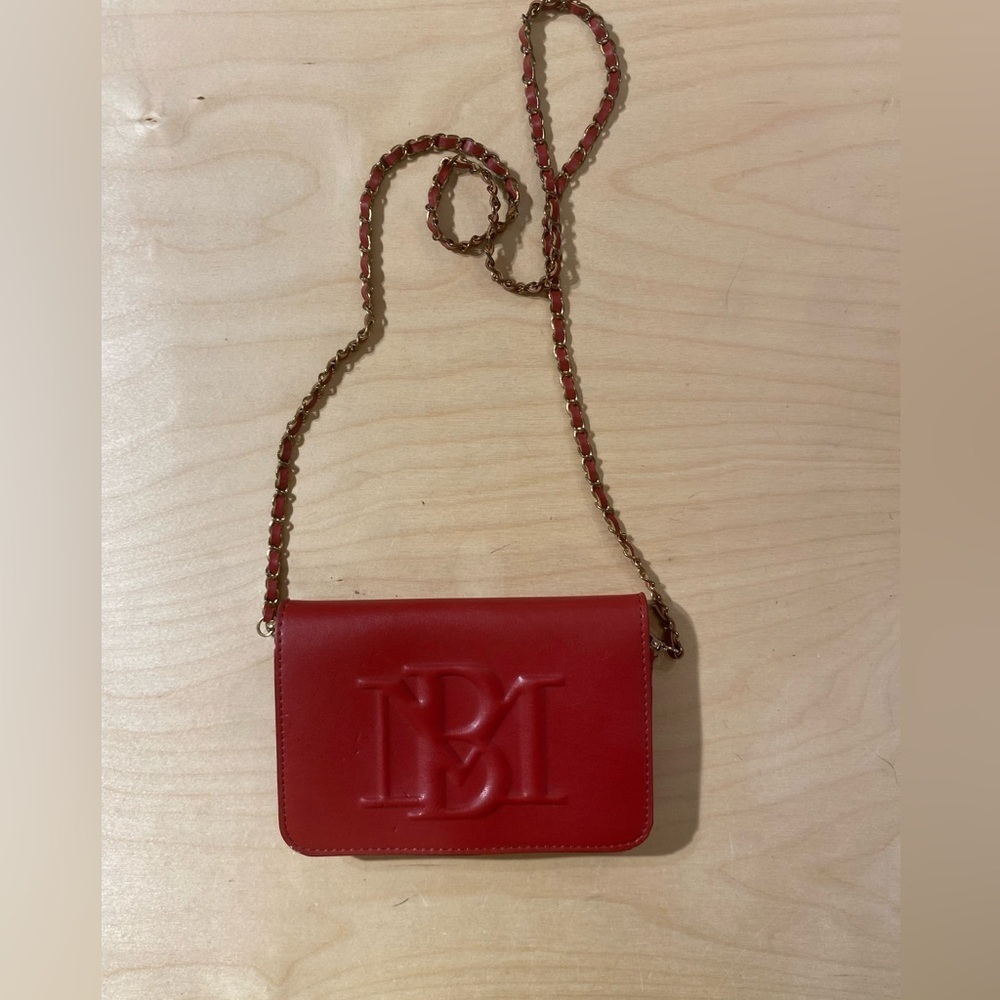 Badgley Mischka Red Leather Crossbody Wallet (OD)